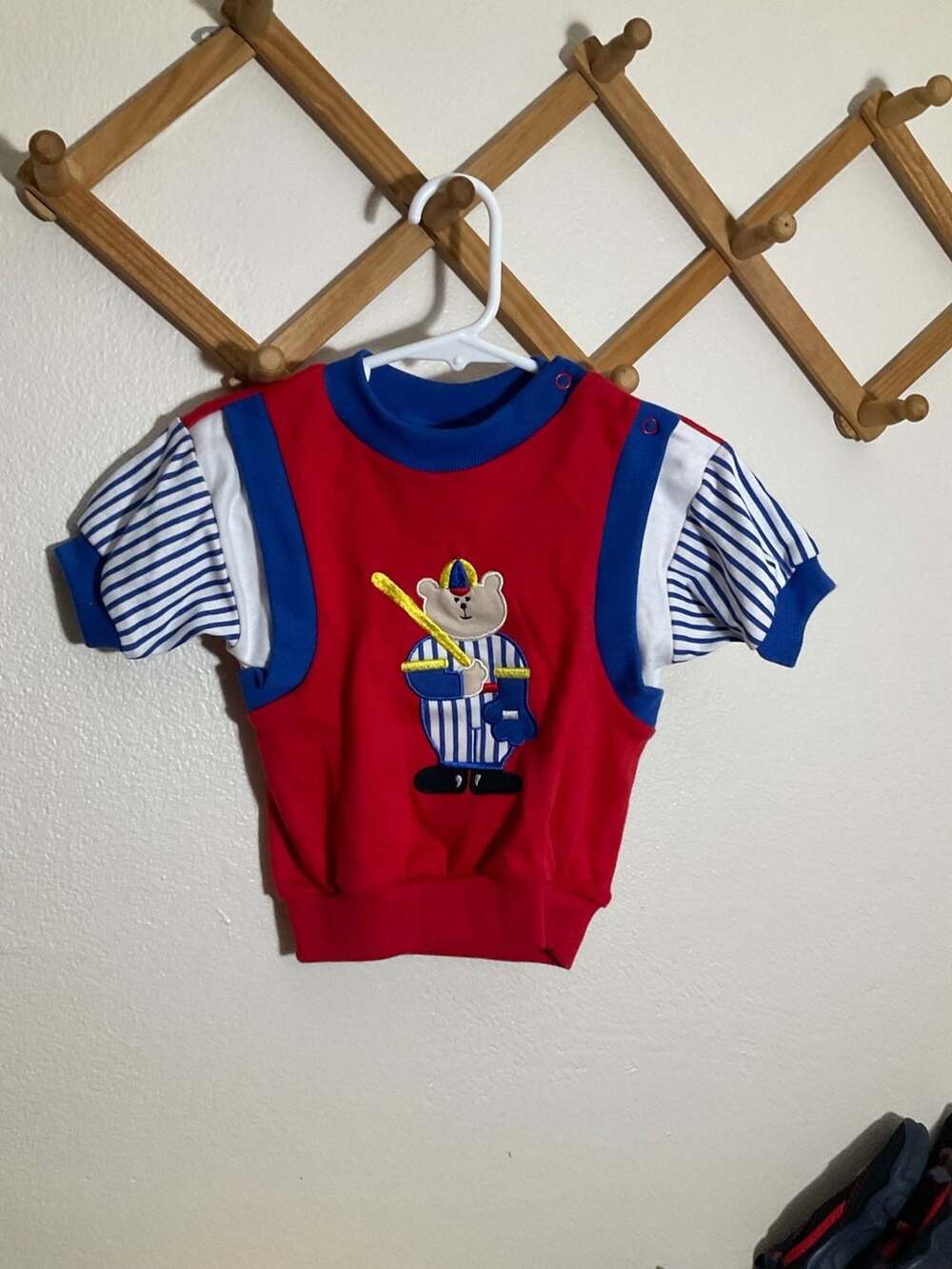Vintage Small Steps 90s Colorblock Baseball Bear Baby Shirt 24M